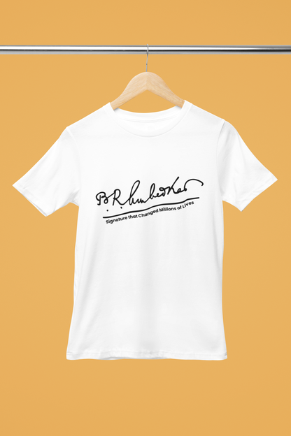 Dr. Babasaheb Ambedkar T Shirt for Women Signature with Slogan