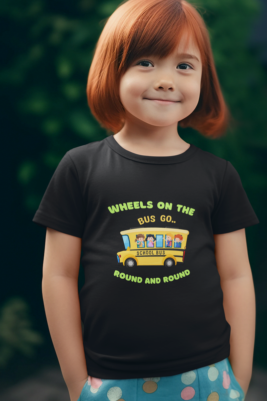 T-Shirt for Kid's Round Neck- Wheels on The Bus