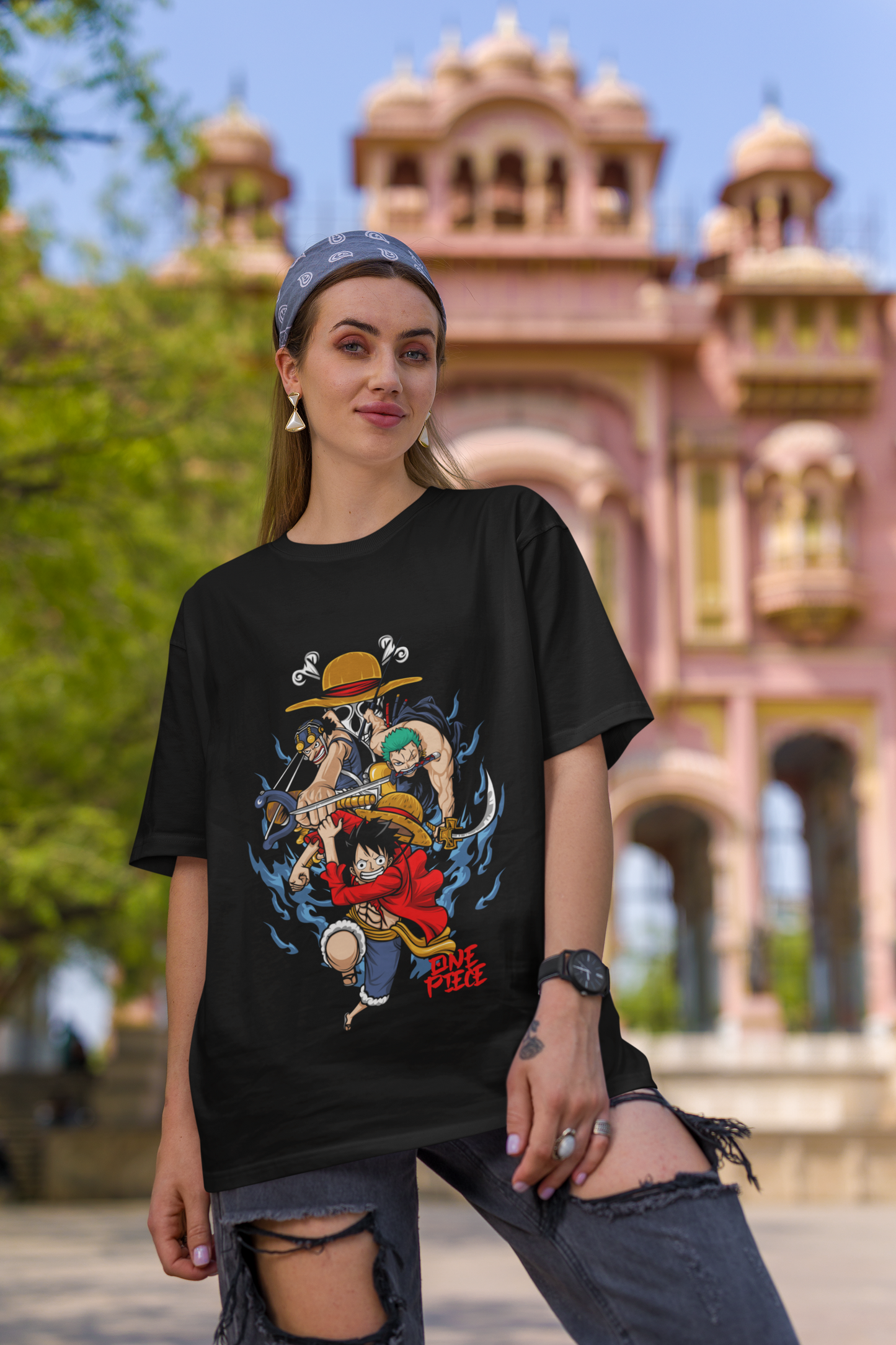 Trendy Unisex Oversized T-Shirts- Baggy T Shirt- Monkey D. Luffy.